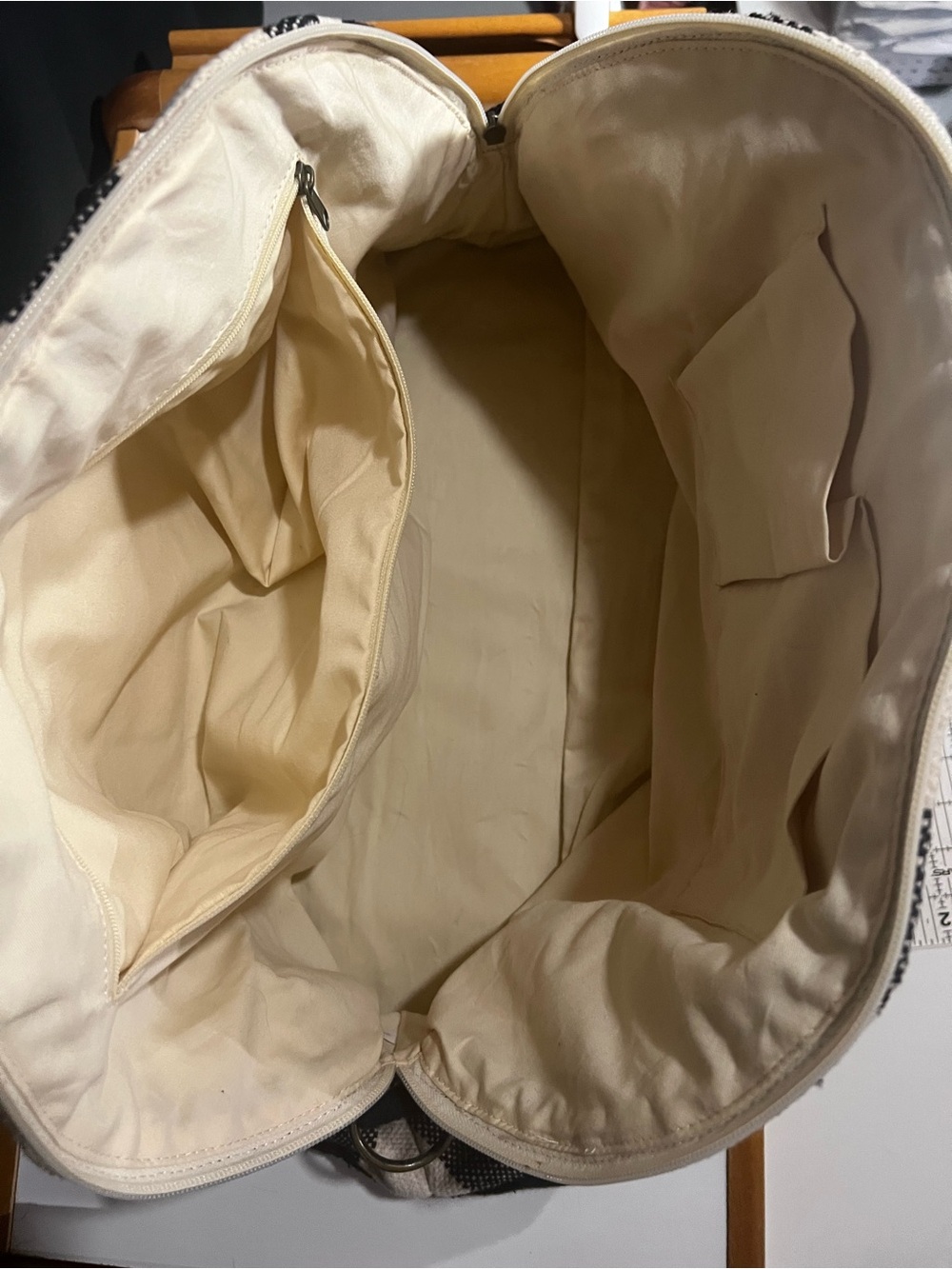 Universal Thread Cream Canvas Tote with Black Logo weekender - Picture 5 of 6
